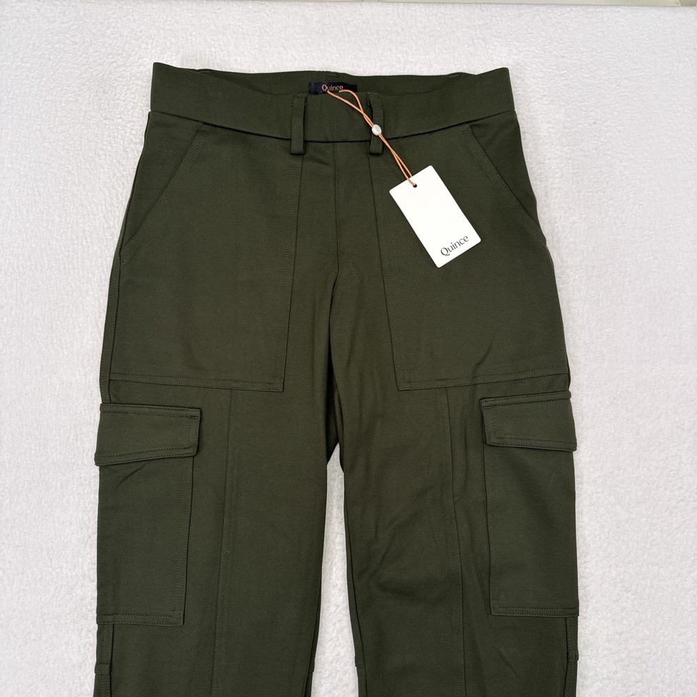 Quince Ultra Stretch Ponte Tapered Cargo Pants Womens Size Small Olive Green NEW - Picture 3 of 8